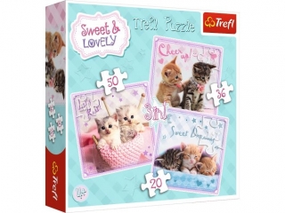 Puzzle "3w1" TREFL Sweet & Lovely - Słodkie kotki (34809)
