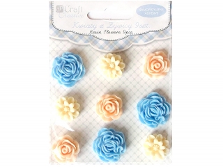 Kwiaty z żywicy samoprzylepne DPCRAFT 9szt. - Silk pastels