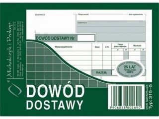 Druk 315-5 Dowód dostawy A6
