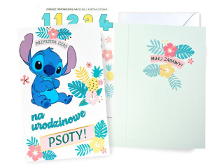 Kartka KUKARTKA DHS-028 Urodziny (Stitch - wymienne cyfry)