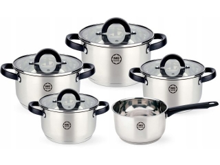 (280zl) Zestaw Garnkw Stalowych MGH + rondel black 9el. 4700pkt
