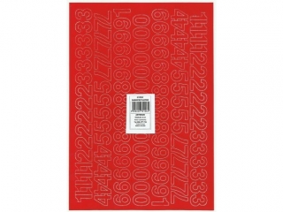 Cyfry samoprzylepne ART-DRUK  20mm czerwone Helvetica 10 ark