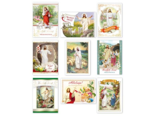 Poczt�wka Wielkanocna Religijna Brokatowana 50 sztuk