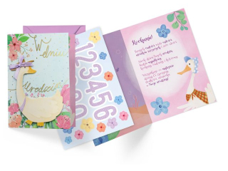 Kartka KUKARTKA DK-1088 Urodziny dzieci�ce (wymienne cyferki) g�ska