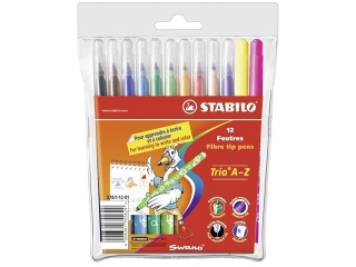 Flamastry 12 kolorów STABILO Trio etui