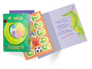 Kartka KUKARTKA DK-1090 Urodziny dzieci�ce (wymienne cyferki) krokodyl