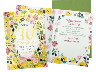 Kartka KUKARTKA DK-1110 Urodziny 30 (cyfry, kwiaty)