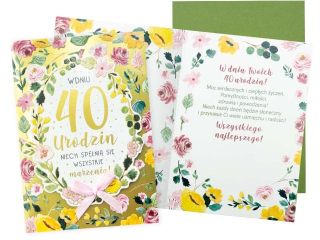 Kartka KUKARTKA DK-1111 Urodziny 40 (cyfry, kwiaty)