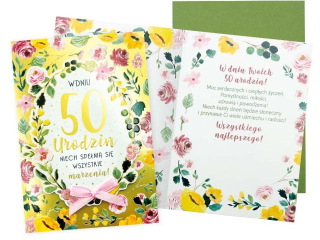 Kartka KUKARTKA DK-1112 Urodziny 50 (cyfry, kwiaty)