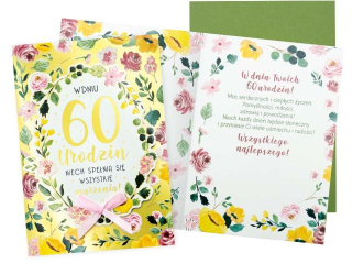 Kartka KUKARTKA DK-1113 Urodziny 60 (cyfry, kwiaty)