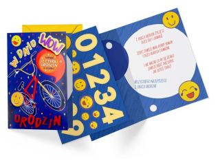 Kartka KUKARTKA DK-1138 Urodziny m�odzie�owe (wymienne cyferki) rower