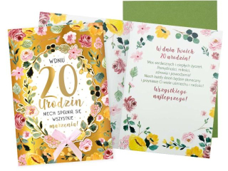 Kartka KUKARTKA DK-1174 Urodziny 20 (cyfry, kwiaty)