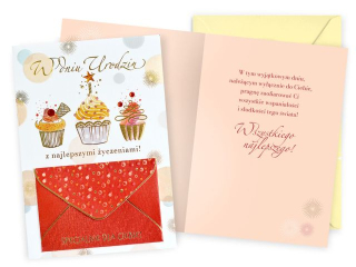 Kartka KUKARTKA DK-1178 Urodziny (koperta, babeczki)