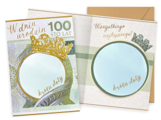 Kartka KUKARTKA DK-1213 Urodziny (kr�l, banknot, lusterko)