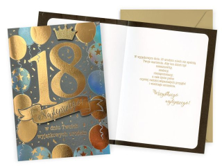 Kartka KUKARTKA DK-1287 Urodziny 18 (cyfry, osiemnastka, balony)