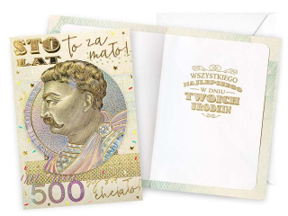 Kartka KUKARTKA DK-1312 Urodziny (cyfry, banknot 500)