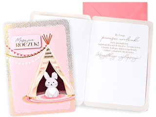 Kartka KUKARTKA DK-1437 Urodziny 1 (roczek,r�owe)