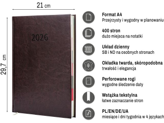 Terminarz O-PRESS A4 dzienny Agenda 2026