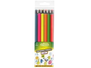 Kredki CRICCO trójkątne Black wood Jumbo neonowe etui - 6 ko