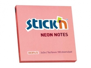 Notes samoprzylepny STICK'N 76x76mm - różowy neon