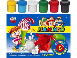 Farby plakatowe FLAMINGO 6 kolorów FP06