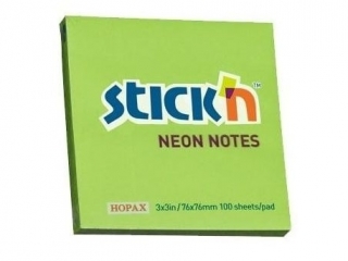 Notes samoprzylepny STICK'N 76x76mm - zielony neon