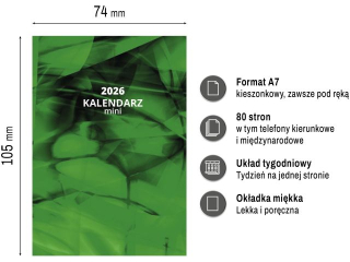Kalendarz kieszonkowy O-PRESS A7 tygodniowy Mini 2026