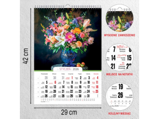 Kalendarz �cienny O-PRESS A3 Bukiety 2026
