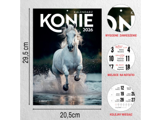 Kalendarz cienny O-PRESS A4 Konie 2026