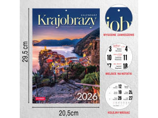 Kalendarz cienny O-PRESS A4 Krajobrazy 2026