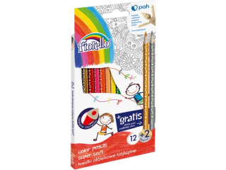 Kredki FIORELLO Supermikkie 12+2 kolory cienkie SUPER HURT