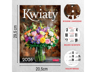 Kalendarz cienny O-PRESS A4 Kwiaty 2026