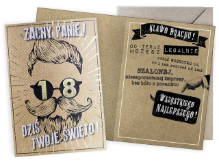 Kartka KUKARTKA V-034 Urodziny 18 (osiemnastka, m�skie, vintage)