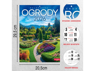 Kalendarz cienny O-PRESS A4 Ogrody 2026