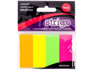 Karteczki samoprzylepne STRIGO 50X20MM 200k. neonowe SSN006