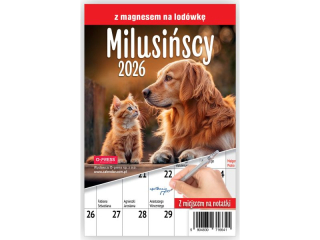 Kalendarz z magnesem na lodwk O-PRESS miesiczny Milusiscy 2026