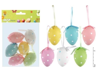 Ozdoba jajka plastik 6cm/6szt mix kropki