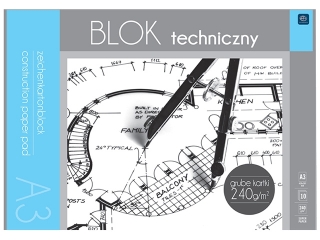 Blok techniczny A3 10k. INTERDRUK Premium 240g