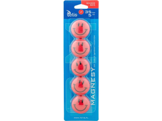Magnesy do tablic TETIS 5szt. 35mm czerwone uśmiechy