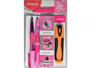 Komplet GIRLY pióro + długopis +zakreślacz GRATIS