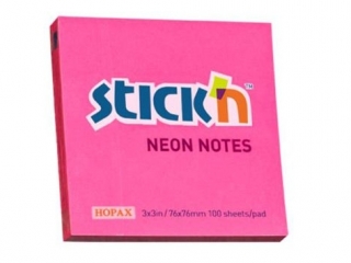 Notes samoprzylepny STICK'N 76x76mm - ciemnoróżowy neon