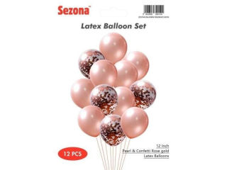 Zestaw balon�w 30 cm 12 szt Pearl & Confetti Rose Gold