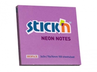 Notes samoprzylepny STICK'N 76x76mm - fioletowy neon