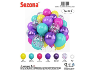 Zestaw balon�w 30 cm 50 szt Mix Chrome & Konfetti