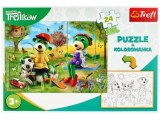 Puzzle 24 TREFL z kolorowanką - Rodzina Treflików