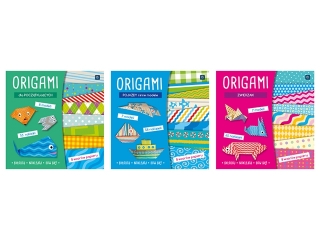 Książeczka 20x20 32 z naklejkami origami mix (3 tytuły)