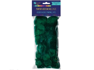 Pompony akrylowe DPCRAFT mix ciemno-zielone 24szt.