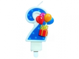 Świeczka urodzinowa SF-907-2 balony, Cyferka 2