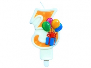 Świeczka urodzinowa SF-907-3 balony, Cyferka 3