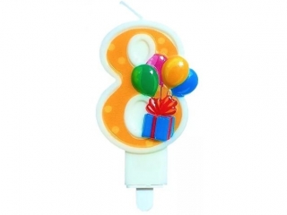 Świeczka urodzinowa SF-907-8 balony, Cyferka 8